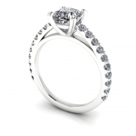 In Awe channel set cathedral diamond engagement ring