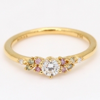 Nova green white and Argyle pink diamond ring