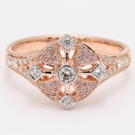 Antoinette Argyle PInk and White Diamond Cross Ring