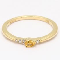 Meteora pear cut yellow and white diamond stackable ring