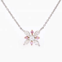 Polaris Argyle pink and white marquise cut diamond necklace