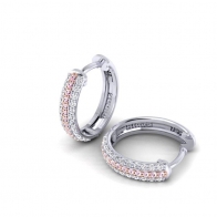 Ombre Argyle pink and white diamond hoop earrings